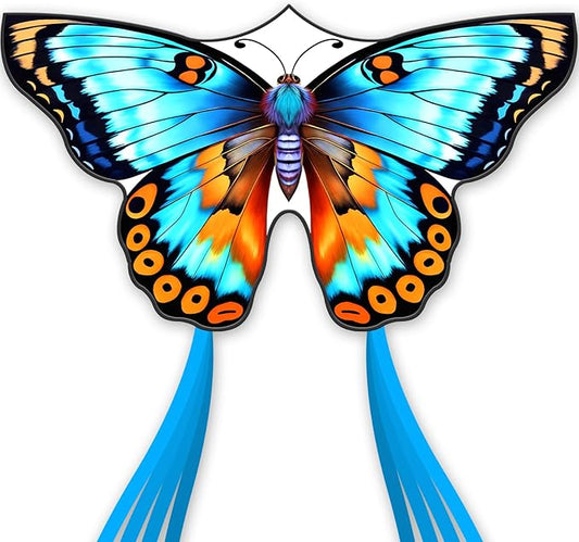 Butterflys for Kids, Beautiful Kite Easy to Fly for Beginners with 328 ft Line & Line Winder (Flower Butterfly Kite（Cyan）, 1)