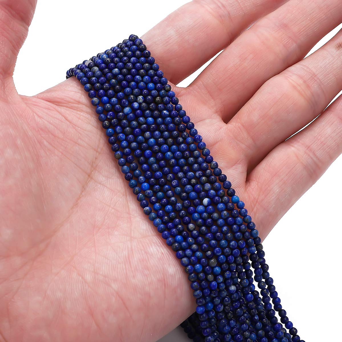 BEADIA Natural Lapis Lazuli Stone Round Loose Semi Gemstone Beads for Jewelry Making 2-2.5mm 38cm/Strand