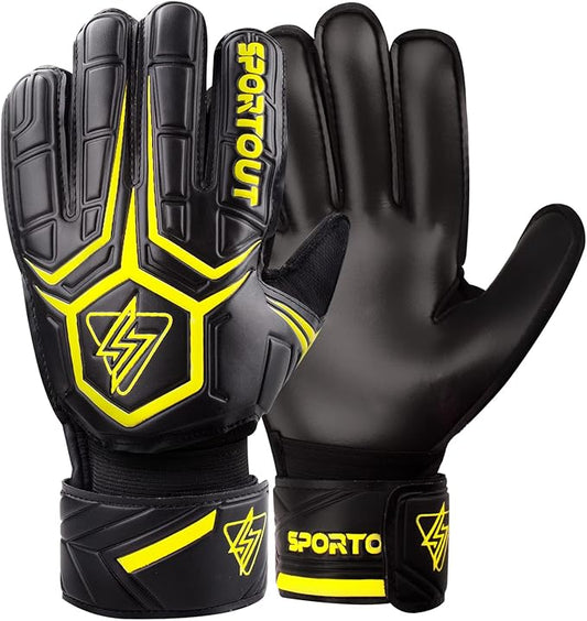 Sportout Goalie Gloves, Goalkeeper Gloves with Finger Protection, Breathable Soccer Goalie Gloves, 4mm Latex, for Kids Youth and Adult
