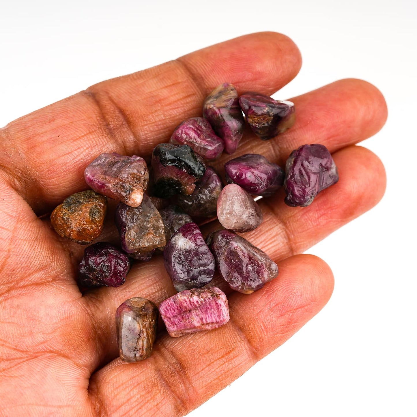 ColouredRocks 100 carats Pink Tourmaline Crystals, Raw Stones, Rough Gemstones, Jewelry Making Supply, Cabbing, Polishing, Cutting, DIY, Crafts (16+pcs) (10-15mm)