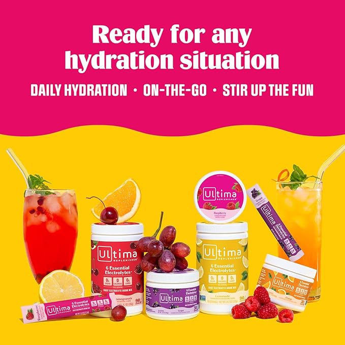 Ultima Replenisher Daily Electrolyte Powder Drink Mix ??Sugar Free ??Lemonade, 90 Servings ??Hydration Powder with 6 Key Electrolytes and Trace Minerals ??Keto Friendly, Vegan, Non-GMO