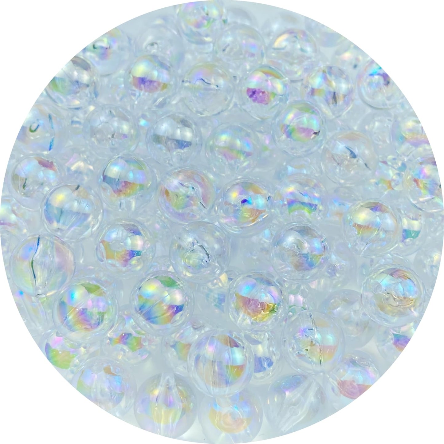 100pcs Acrylic Round Beads - 12mm AB Colors Craft Beads with Holes for Earring Bracelet Necklace Key Chains Jewelry Making (White AB)