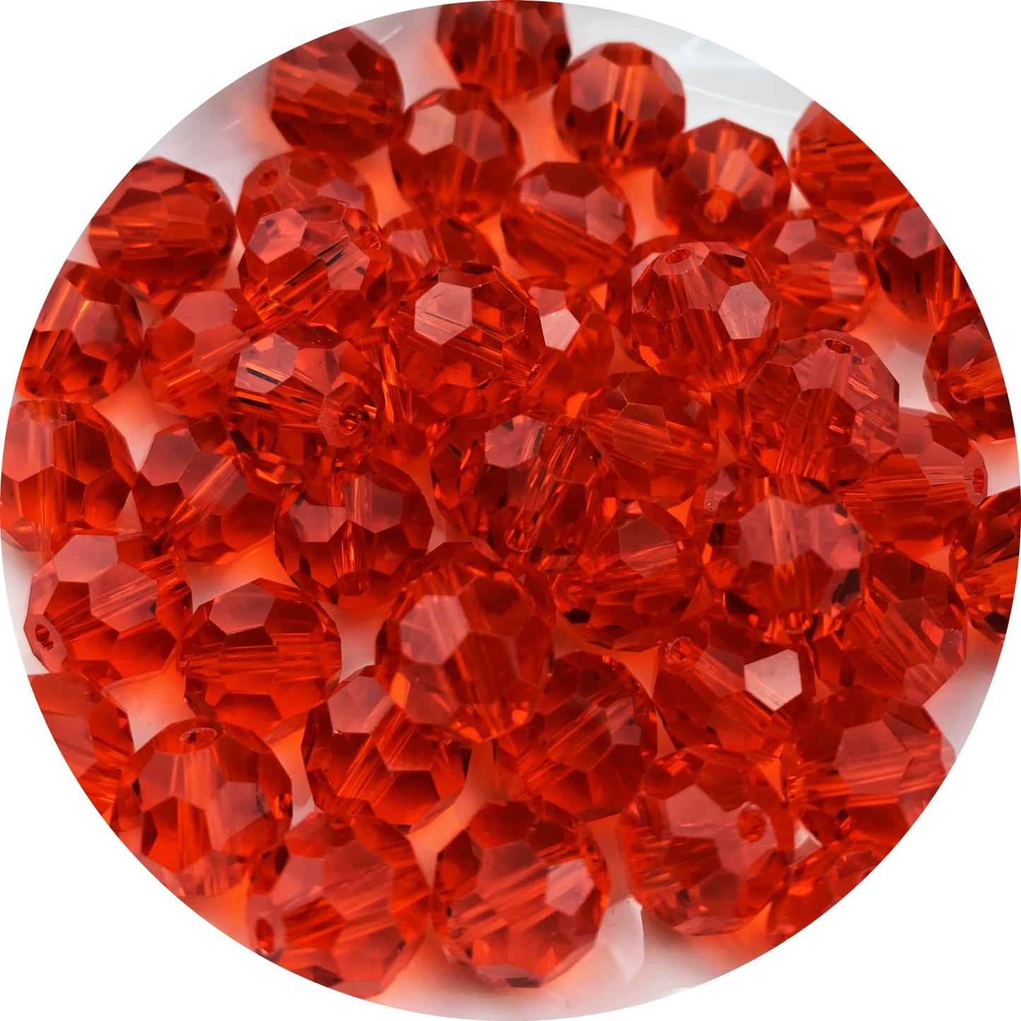 Xinhongo Crystal Glass Beads 50 Pieces 10mm Round Faceted Glass Spacer Beads for Jewelry Making Bracelet Earring Necklace DIY Craft Supplies(Red)