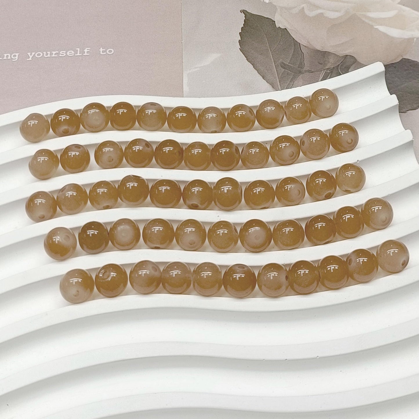 200PCS Glass Beads 8mm Glass Beads for Bracelets Necklaces Jewelry Making DIY Crafts (Brown)