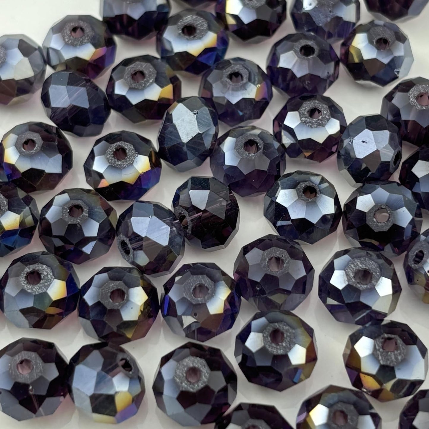 YHYPOCI 50pcs 10mm Crystal Glass Beads for Crafts Faceted Rondelle Glass Beads for Jewelry Making Crystal Spacer Beads for Necklaces Bracelets Earrings DIY Craft(Violet AB)