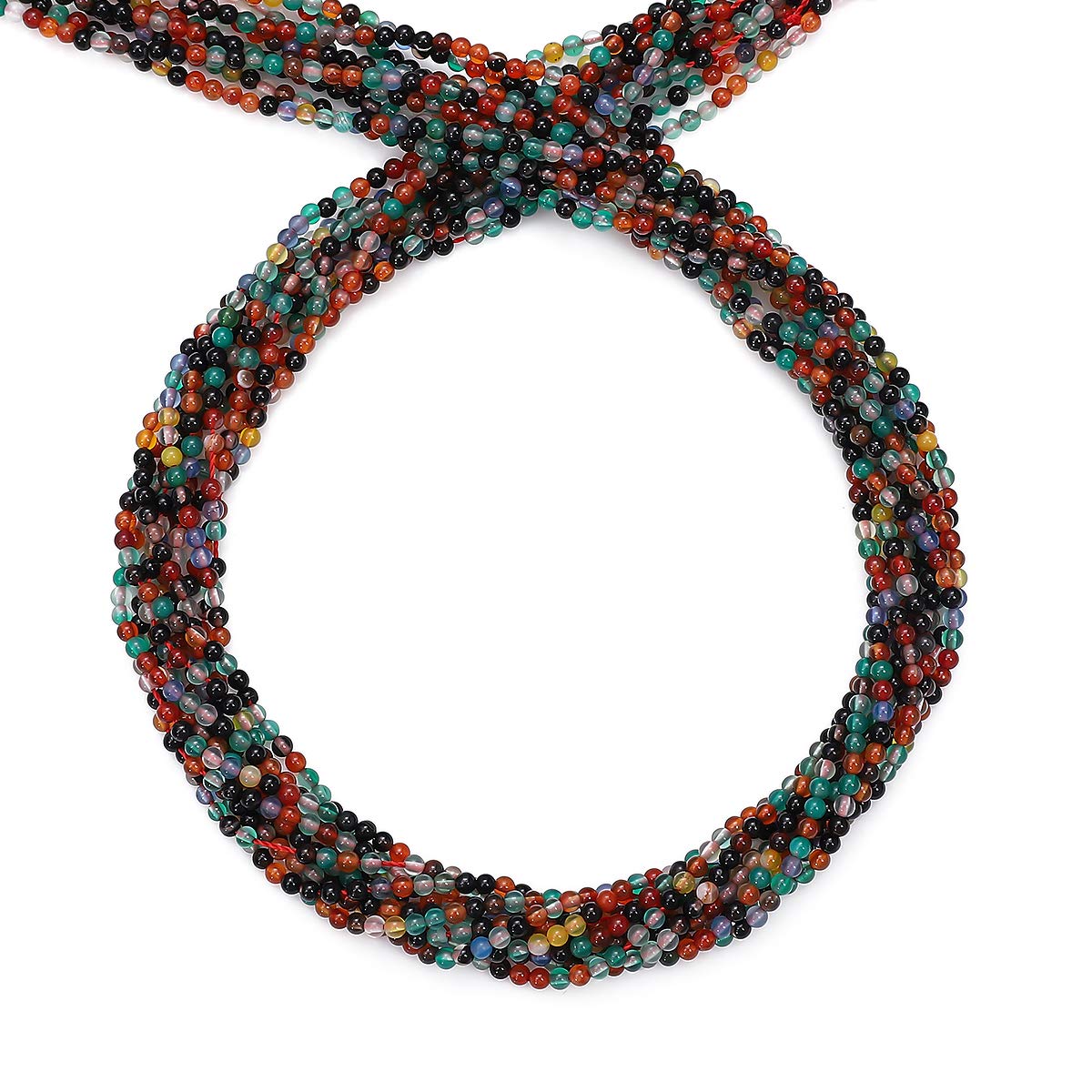 BEADIA Natural Colorful Agate Stone Round Loose Semi Gemstone Beads for Jewelry Making 2-2.5mm 38cm/Strand