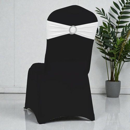 MDS Spandex Chair Sashes - Universal Fit Stretch Bands with Buckle Slider Bow | Pack of 250 - White