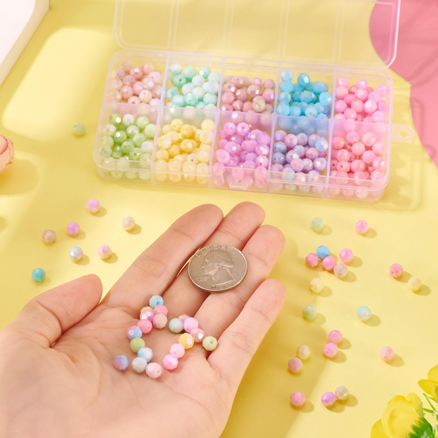 Elecrelive 400Pcs Faceted Glass Beads 10 Colors Colorful Crystal Beads 6mm Imitation Jade for Bracelet Necklace Jewelry Making