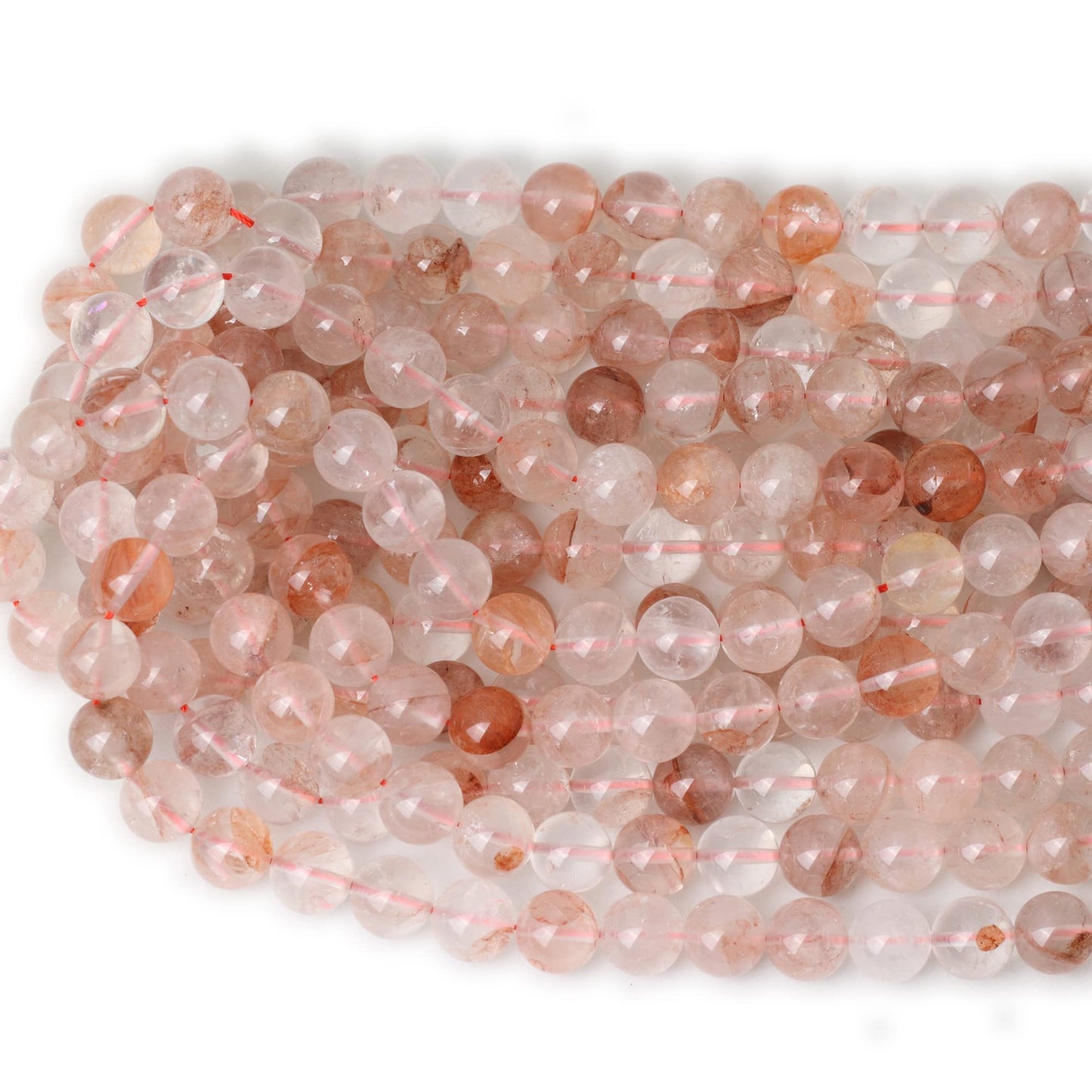 CHEAVIAN 35PCS 10mm Natural Blood Quartz Crystal Round Loose Beads for Jewelry Making 1 Strand 15"