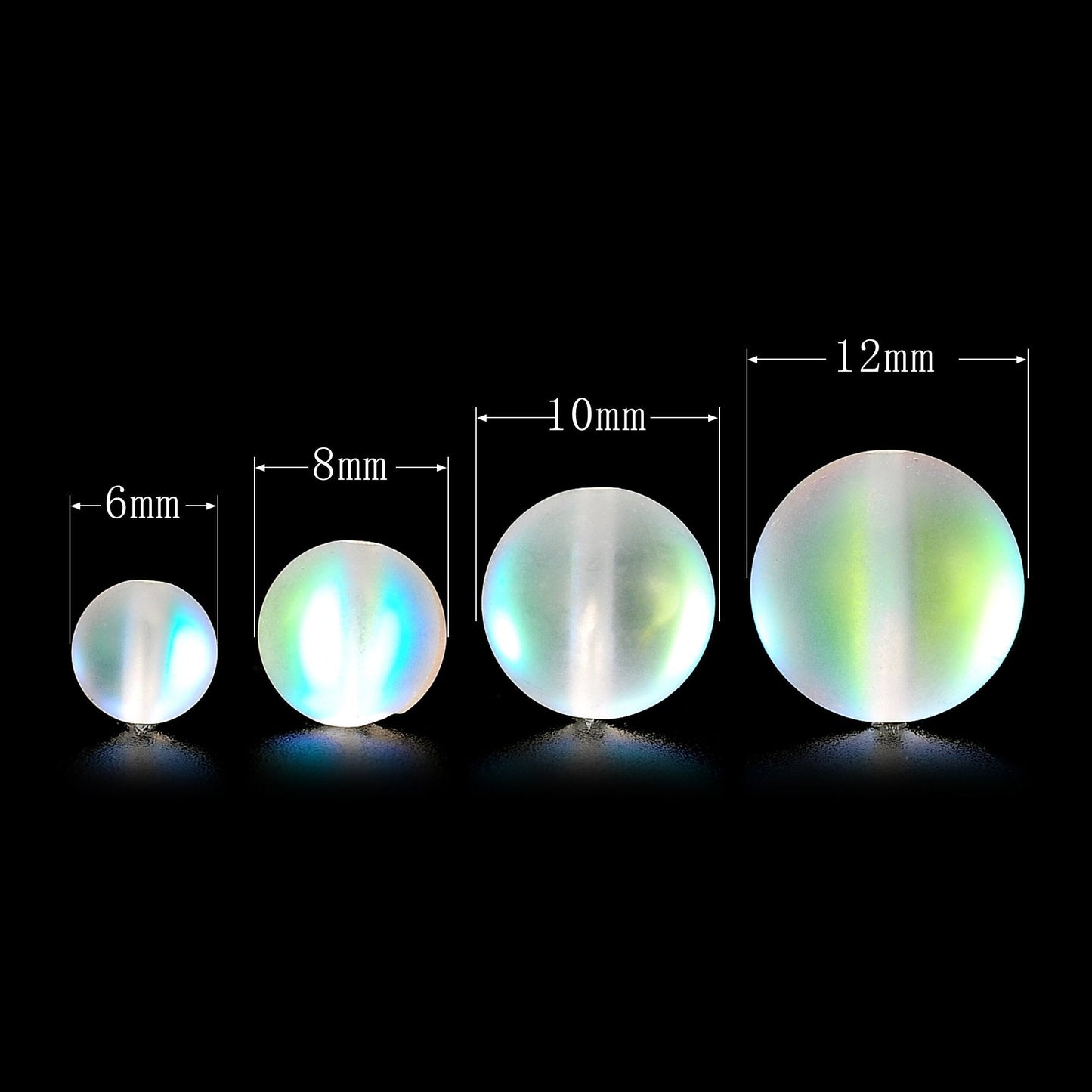 RUBYCA 12mm Round Moonstone Matte Crystal Glass Beads Aura for Jewelry Making White, 1 Strand