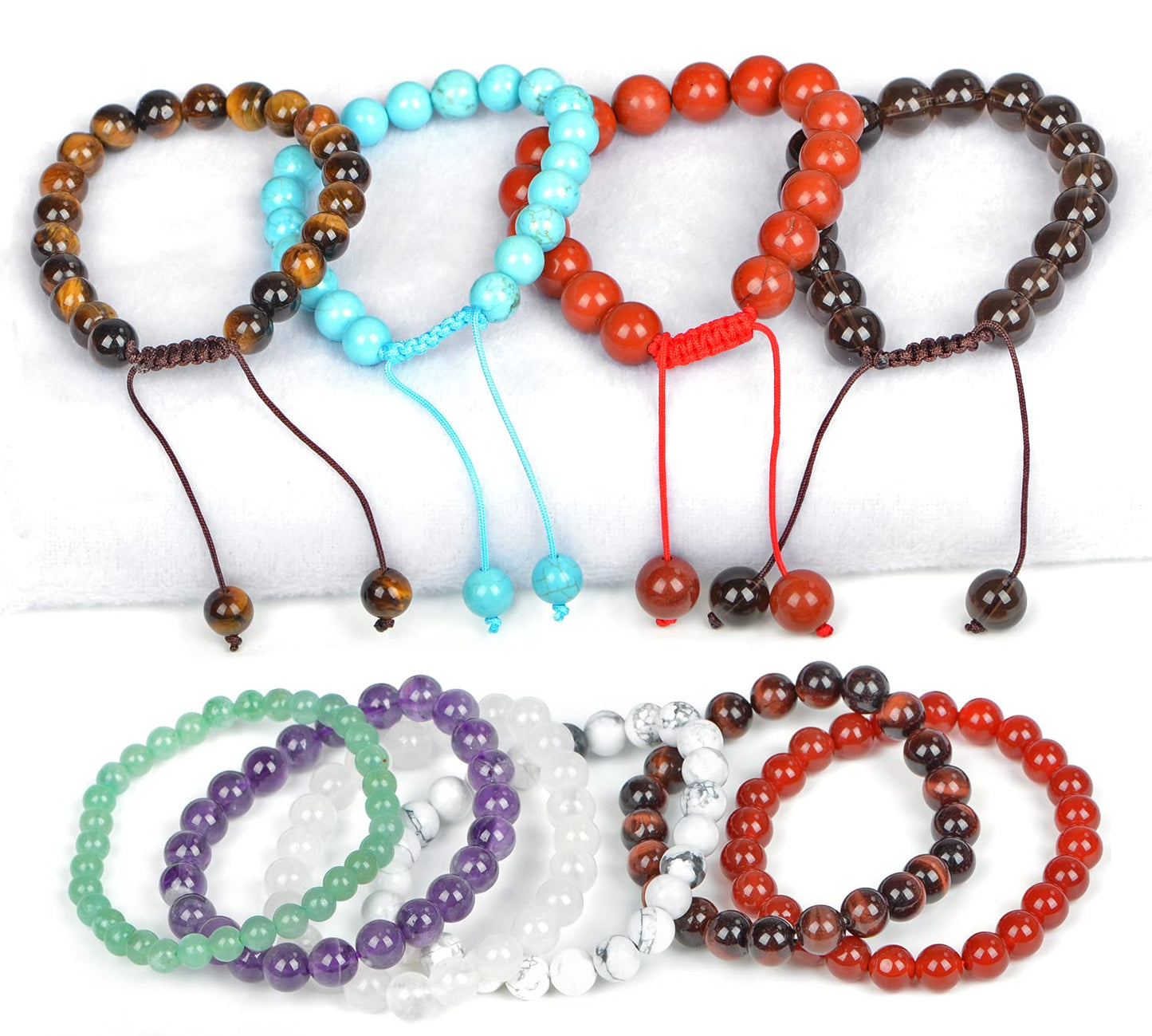 AD Beads Natural Gemstone Round Loose Beads 15" for Bracelet Necklace Earrings Jwelery Making Crafts DIY 3 (8mm, Clear Quartz)
