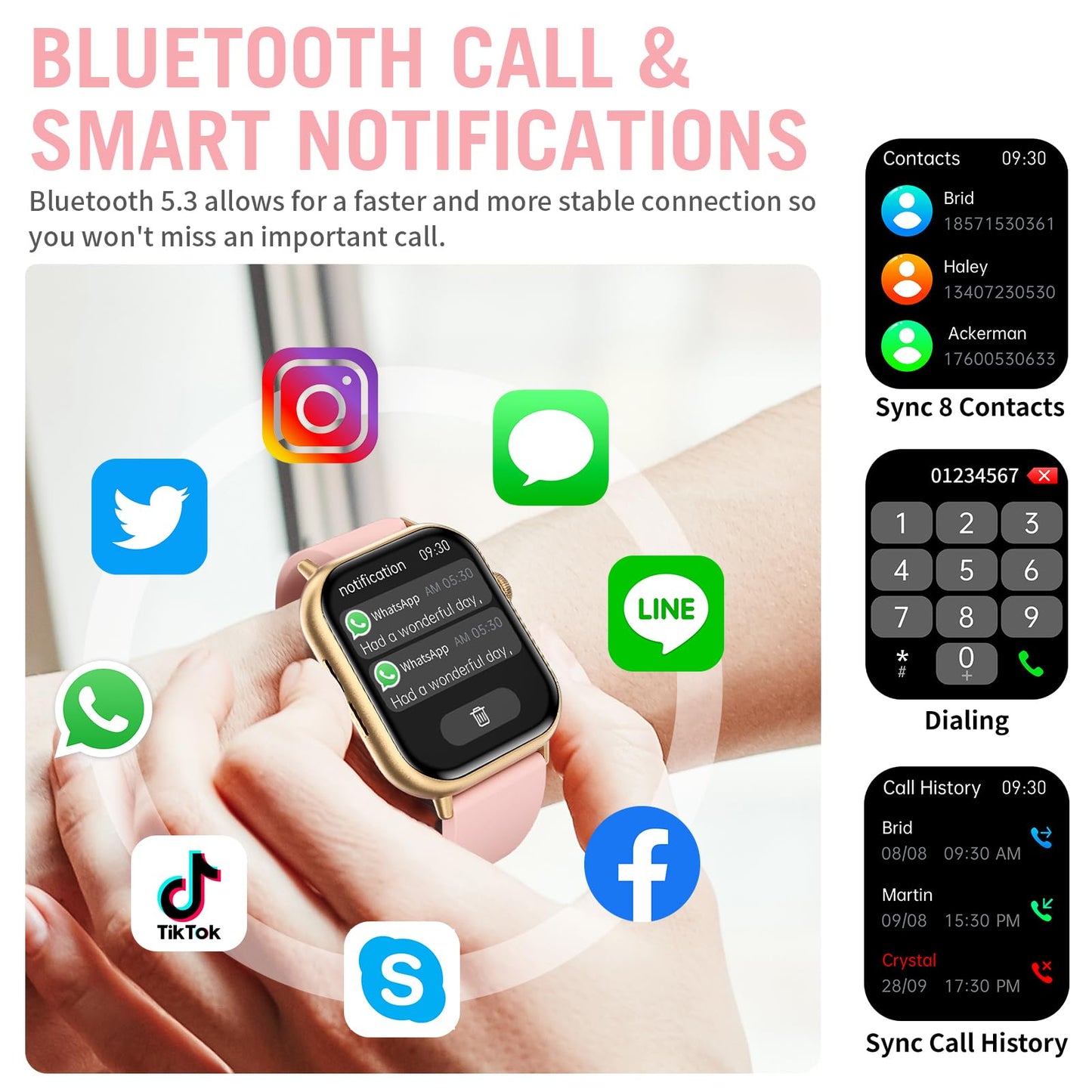 Smart Watches for Men Women (Answer/Make Call), 2.01" HD Screen Fitness Tracker Watch with Blood Pressure/Heart Rate/Sleep Monitor, Smart Watch for Android iOS Phones, IP67 Waterproof Sport Watch