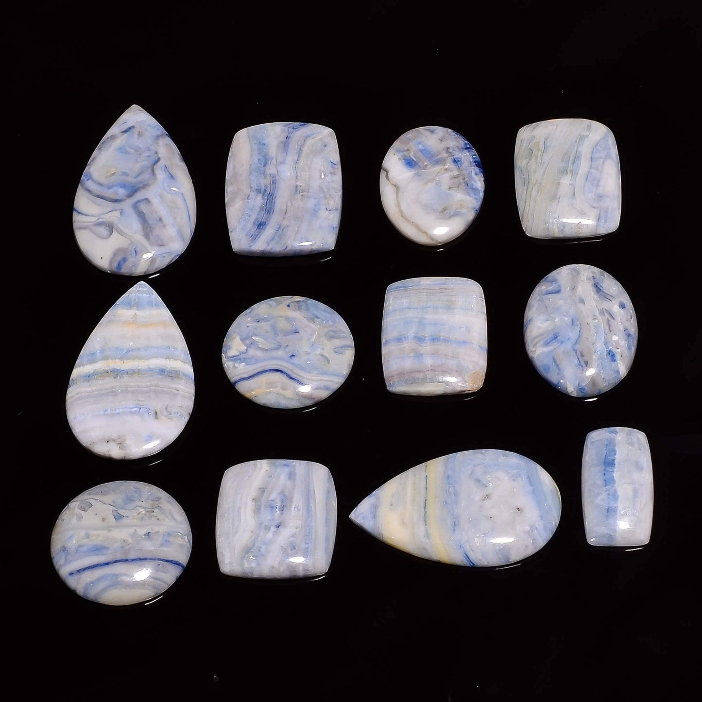 3pcs Natural Blue Scheelite Gemstone Cabochon Mix Shape Loose Gemstone Wholesale Cabochons Lot, Jewelry Making Loose Gemstone, DIY, Wire Wrapping, Healing Crystals, Bulk Deal (20-25 mm)