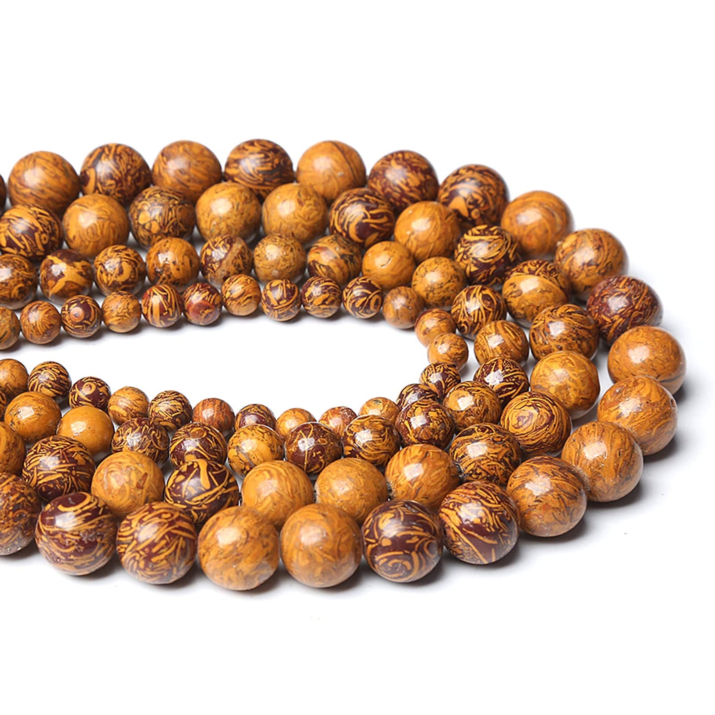 8MM 45PCS Natural Stone Yellow Sunflower Jasper Loose Beads for Jewelry Making DIY Bracelet