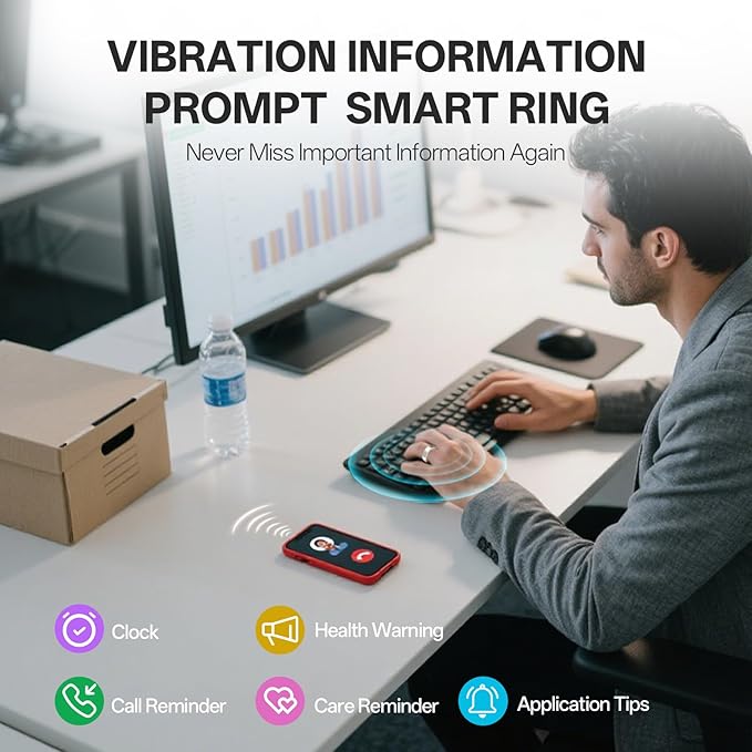 Smart Ring with Vibration Alerts, health tracker ring with Body Temperature Monitor, Heart Rate, Sleep & Fitness Tracking, Waterproof Activity Ring for Men & Women, No App Fees (Rose Gold, 7#)