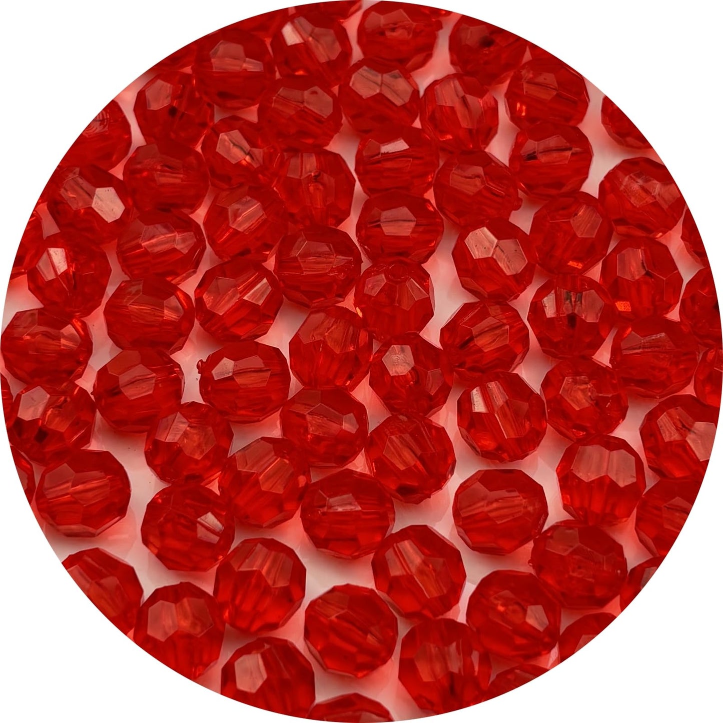 YUEXIGO 100pcs 12mm Acrylic Round Faceted Beads for Crafts Faceted Spacer Beads for Sewing Crafts Decoration Necklaces Bracelets Earrings Jewelry Making(Red)
