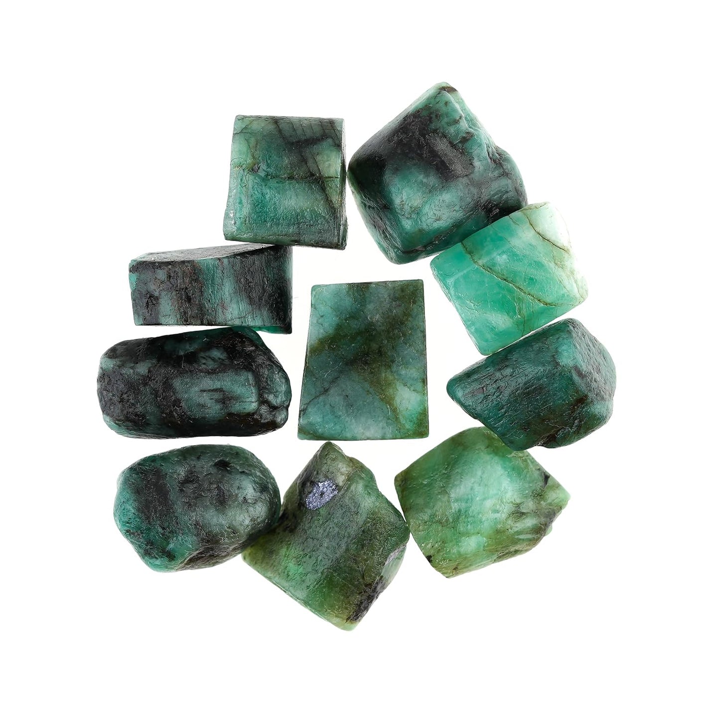 ColouredRocks 10pcs. Emerald Crystals, Raw Stones, Rough Gemstones, Jewelry Making Supply, Cabbing, Polishing, Cutting, DIY, Crafts (90+ carats.) (10-15mm)