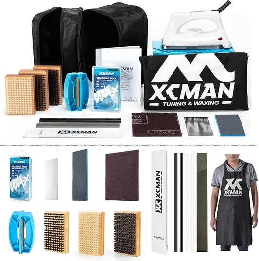 XCMAN Complete Ski Snowboard Tuning and Waxing Kit with Waxing Iron,Universal Wax,Edge Tuner,Brush,Wax Scraper,Ptex