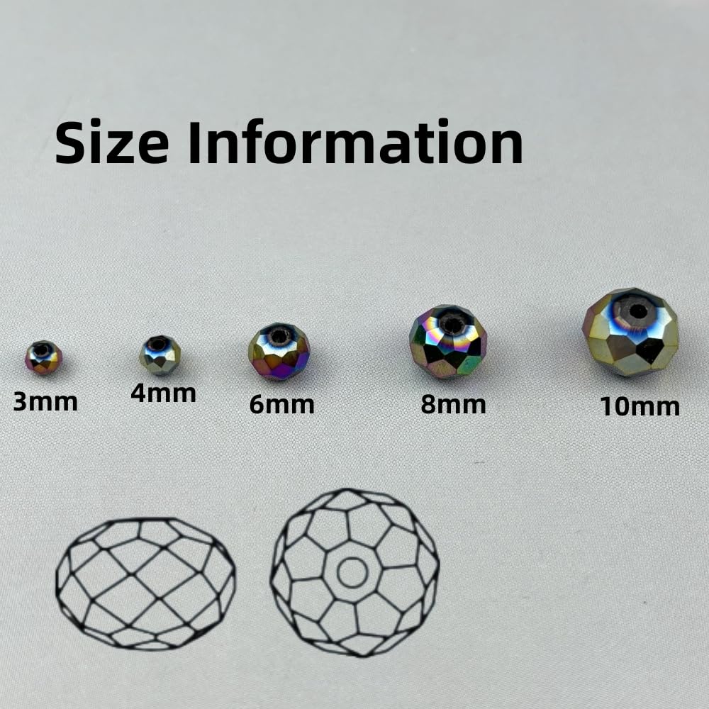 Pinhoollgo 100pcs 8mm Crystal Glass Beads Faceted Rondelle Glass Spacer Beads for Bracelets Necklace Pendants Earrings Key Chains Jewelry Making(Rainbow)
