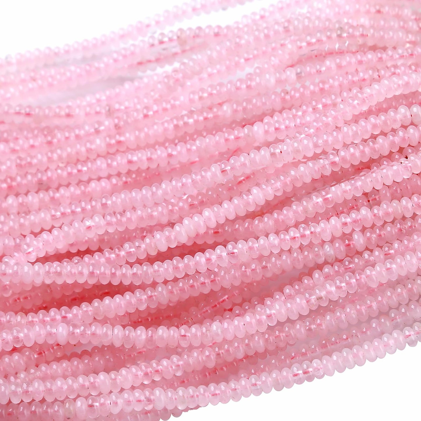2x4MM 150PCS Rose Quartz Jade Tube Rondelle Abacus Disk Spacer Loose Beads for Jewelry Making