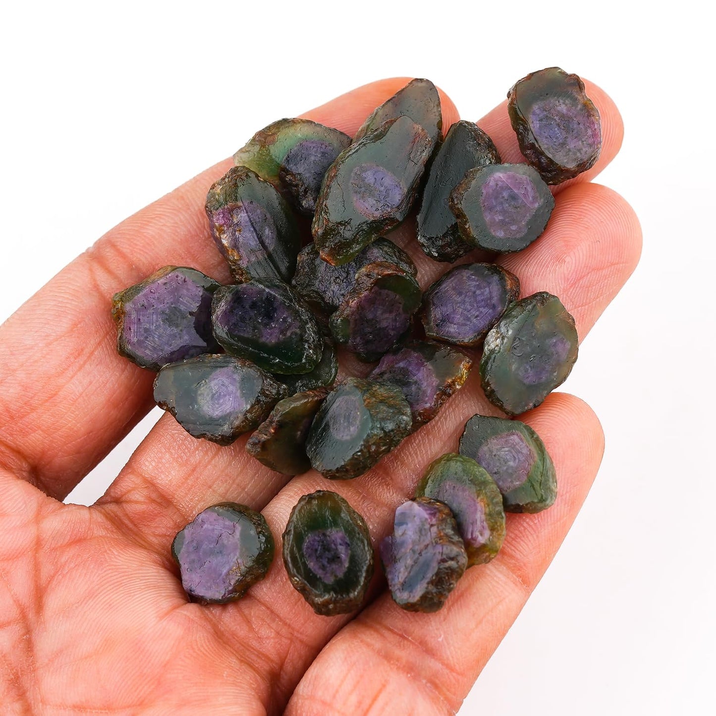 ColouredRocks (100 carats.) RUBY KYANITE Raw Crystals, Raw Stones Slices, Rough Gemstones, Jewelry Making Supply, Cabbing, Polishing, Cutting, DIY, Crafts (20-22 pcs.) (12-15 mm.)