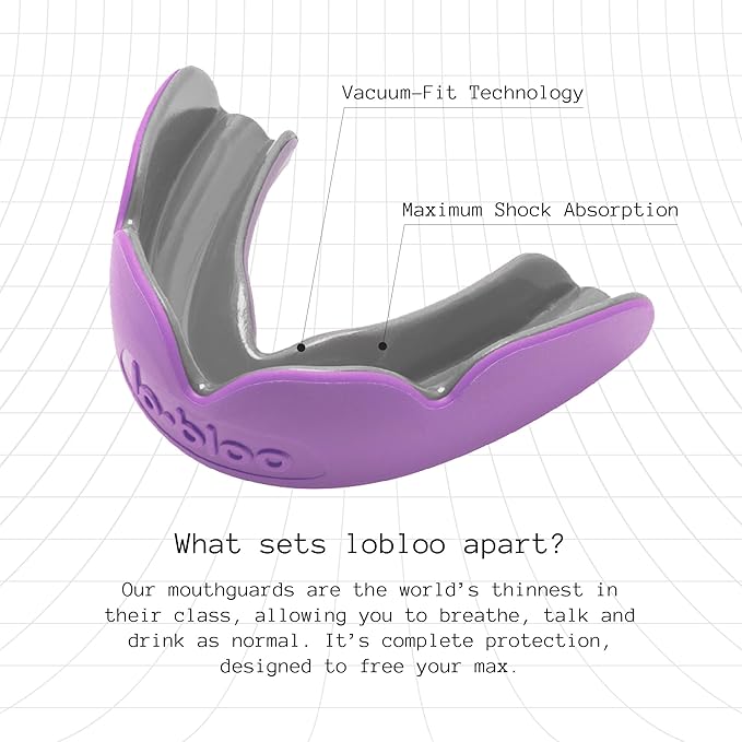 lobloo® PRO-FIT Sports Mouthguard ??Ultra Slim 1mm | Dentist-Level Protection | Precision Vacuum-Fit | Oxygen Performance | MMA, Boxing, Football, Basketball. (Large +14yrs, Red)