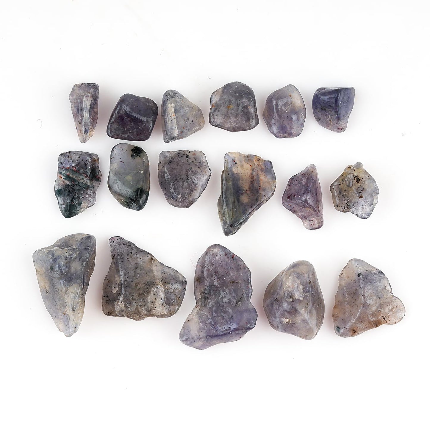 ColouredRocks 50 carats Purple Iolite Tumbled Crystals, Raw Stones, Rough Gemstones, Jewelry Making Supply, Cabbing, Polishing, Cutting, DIY, Crafts (14-16pcs) (8-12mm)