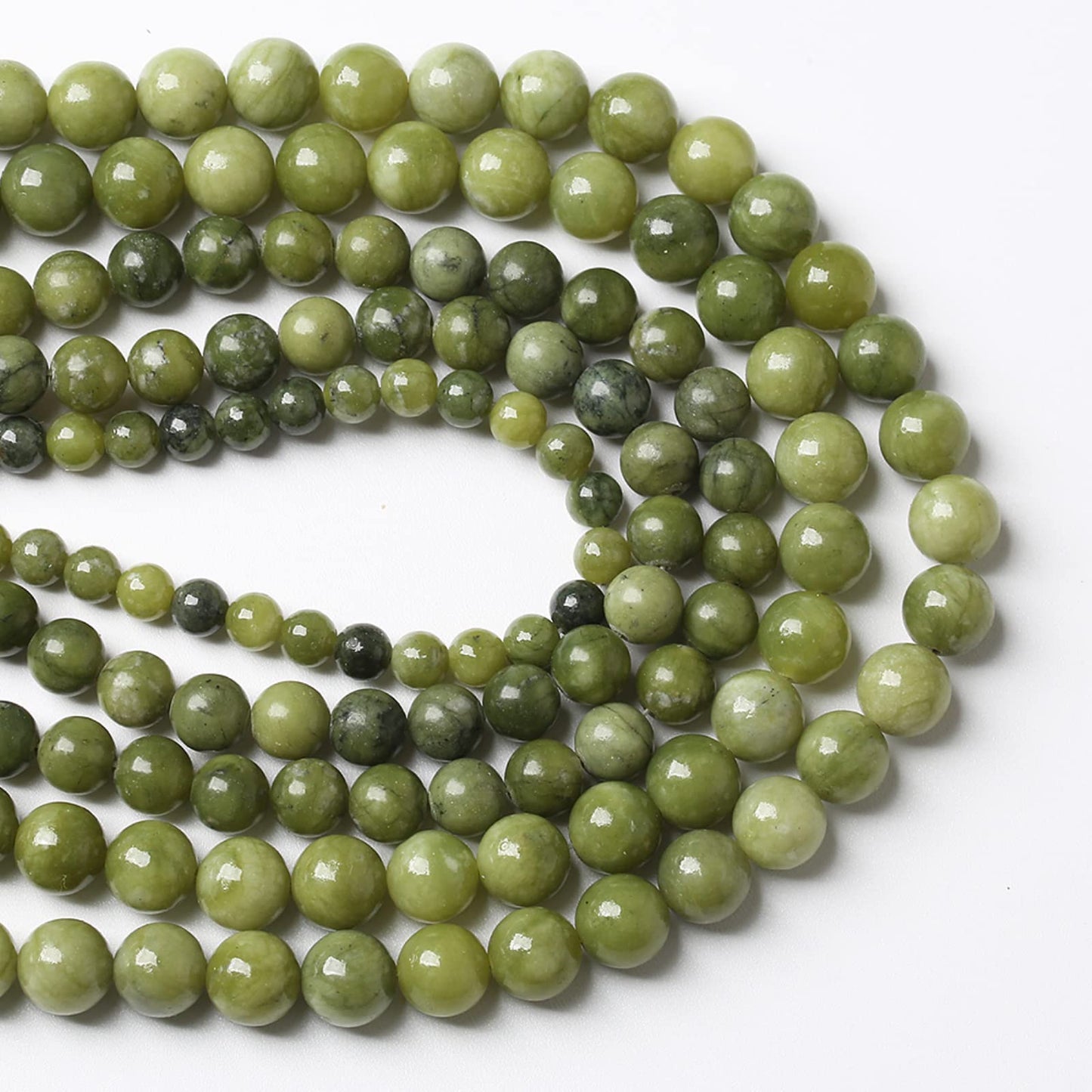 10MM 36PCS Natural Stone Chinese Green Jade Loose Beads for Jewelry Making DIY Bracelet Necklace 1 Strand
