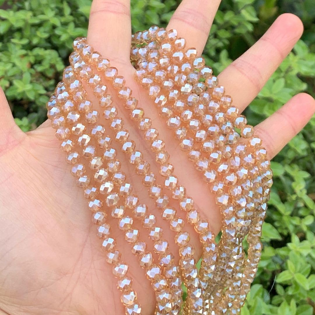 1000pcs Czech Faceted Rondelle Crystal Glass Loose Beads 6mm Spacer Bulk Golden Shadow for DIY Craft Jewelry Making CCR628