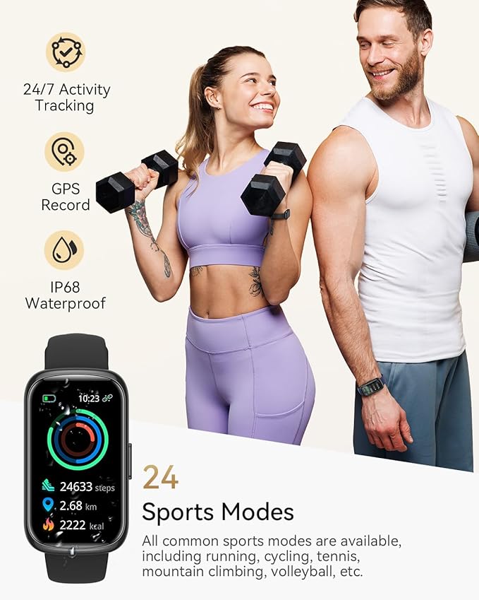 Health & Fitness Tracker, Fitness Watches for Men/Women with Heart Rate,Blood Oxygen,Sleep Monitor, Smart Watch for Android Phones/iPhones with Step Count/Calories/Distance, IP68 Activity Tracker