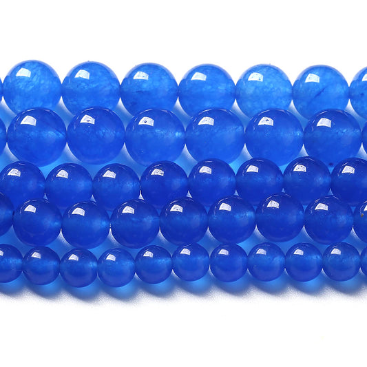 60pcs 6mm Natural Blue Jades Chalcedony Stone Beads Round Loose Spacer Beads for Jewelry Making DIY Bracelets Crystal Energy Healing Power Stone (6mm, Blue Chalcedony)