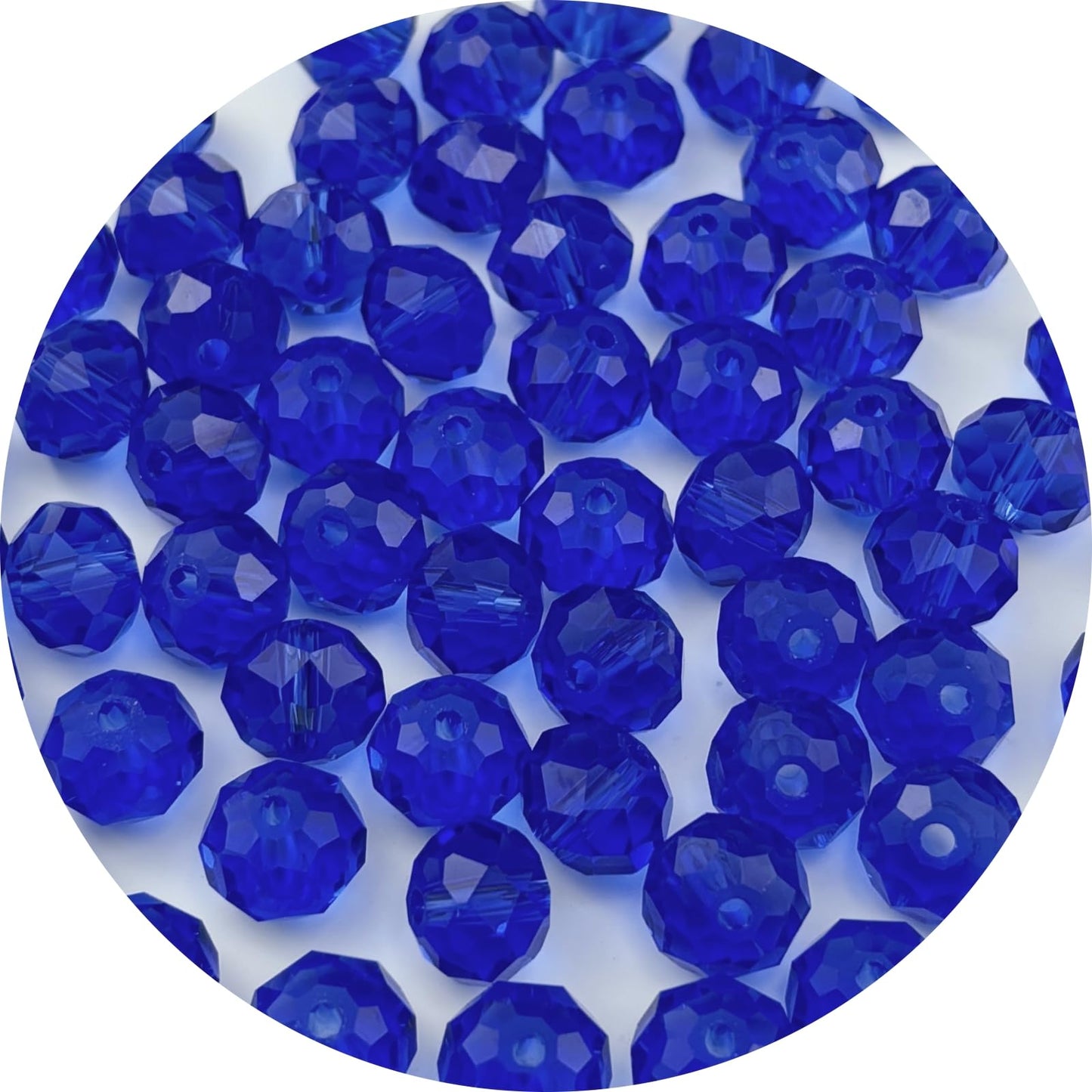 YUEXIGO 150pcs 8mm Crystal Glass Beads for Jewelry Making, Faceted Rondelle Glass Spacer Beads for Wind Chimes Bracelet Earring Necklace DIY Craft(Blue)