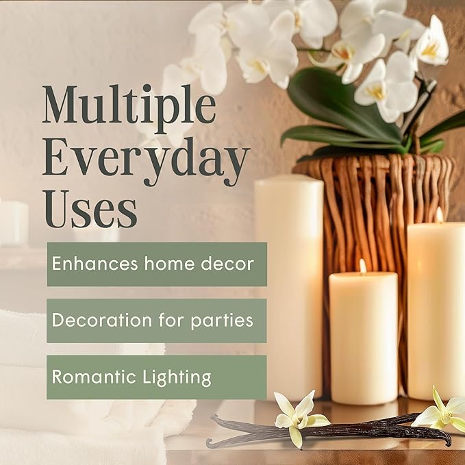 Mister Candle Dripless Vanilla Scented Ivory Pillar Candle Hand Made Vanilla Pillar Candles with Essential Oils for Home Decor, Premium Wax, 80 Hr Burn Time (4x4 inch)