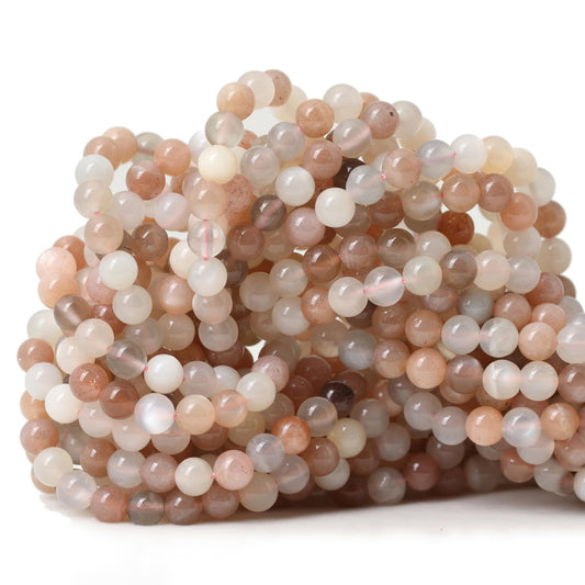 CHEAVIAN 60PCS 6mm Natural Rainbow Moonstone Stone Gemstone Round Loose Beads for Jewelry Making 1 Strand 15"