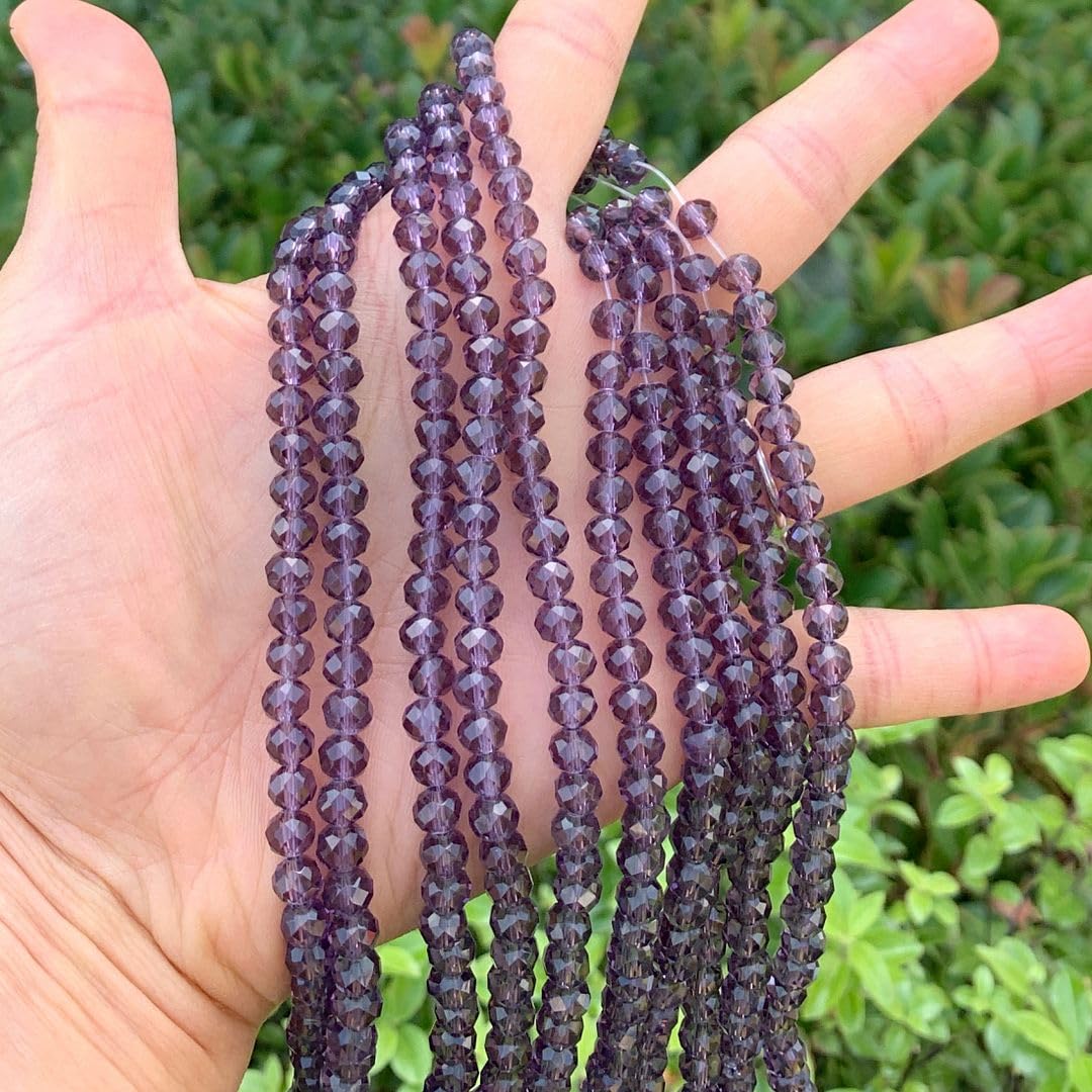 1000pcs Czech Faceted Rondelle Crystal Glass Loose Beads 6mm Spacer Bulk Amethyst Purple for DIY Craft Jewelry Making CCR627