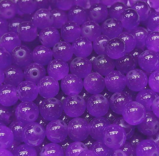 200PCS Glass Beads 8mm Glass Beads for Bracelets Necklaces Jewelry Making DIY Crafts (Dark Purple)