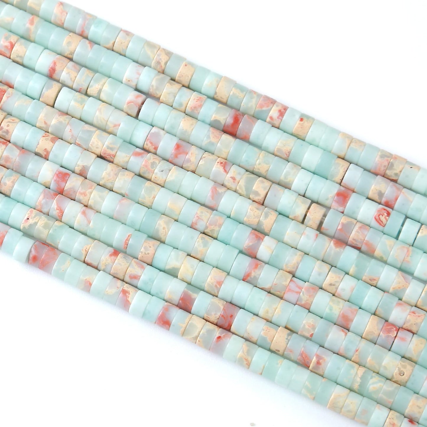 2x4MM 150PCS Blue Sea Sediment Impression Jade Tube Cylinder Rondelle Abacus Disk Spacer Loose Beads for Jewelry Making