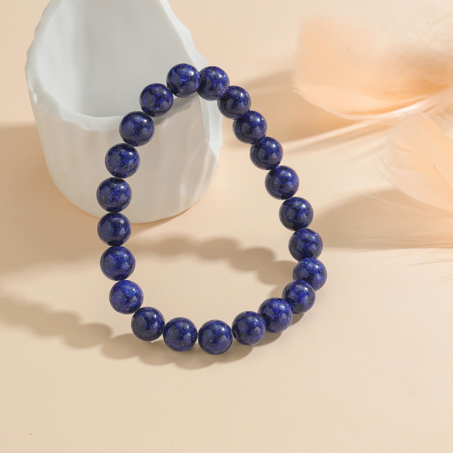 Udolfly Womens Crystal Beaded Bracelets for Women Men Protective Energy Bracelet Natural Gemstone Bead Bracelet 8mm Lapis