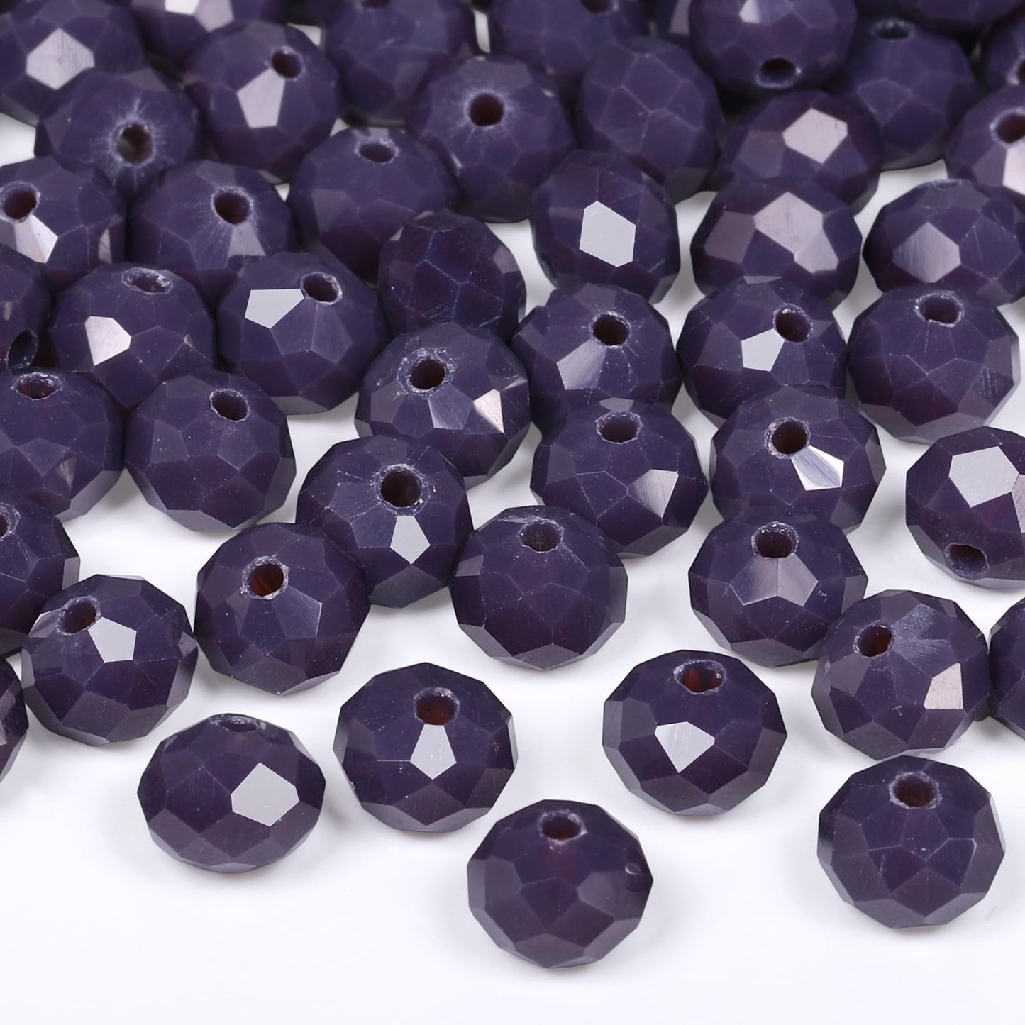NITOPUPU 300pcs 8mm Crystal Glass Beads for Jewelry Making Faceted Rondelle Flat Beads for Bracelets Necklace Earrings DIY Crafts (Violet Jade Crystal Bead)