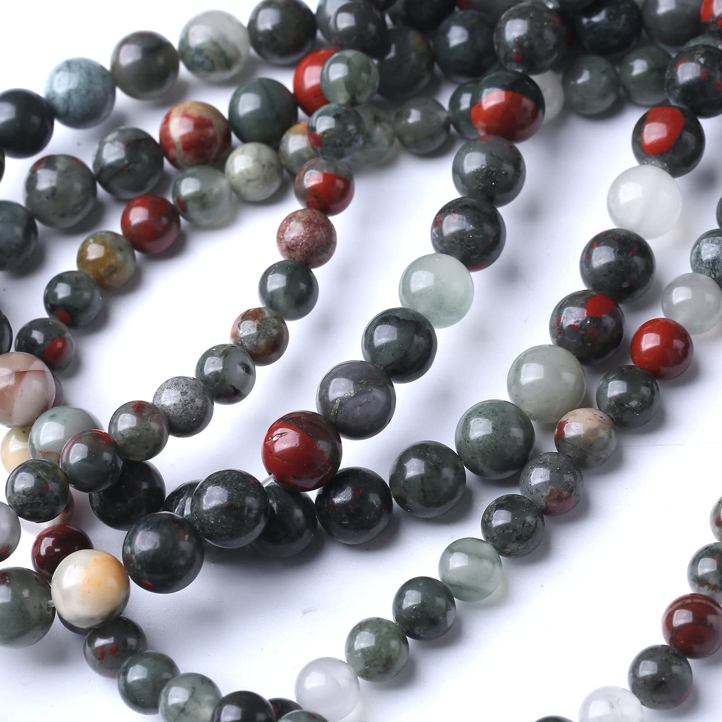 36PCS 10MM Natural African Bloodstone Stone Beads Energy Healing Beads for DIY Jewelry Bracelet Necklace Making for Jewelry Making15Inch