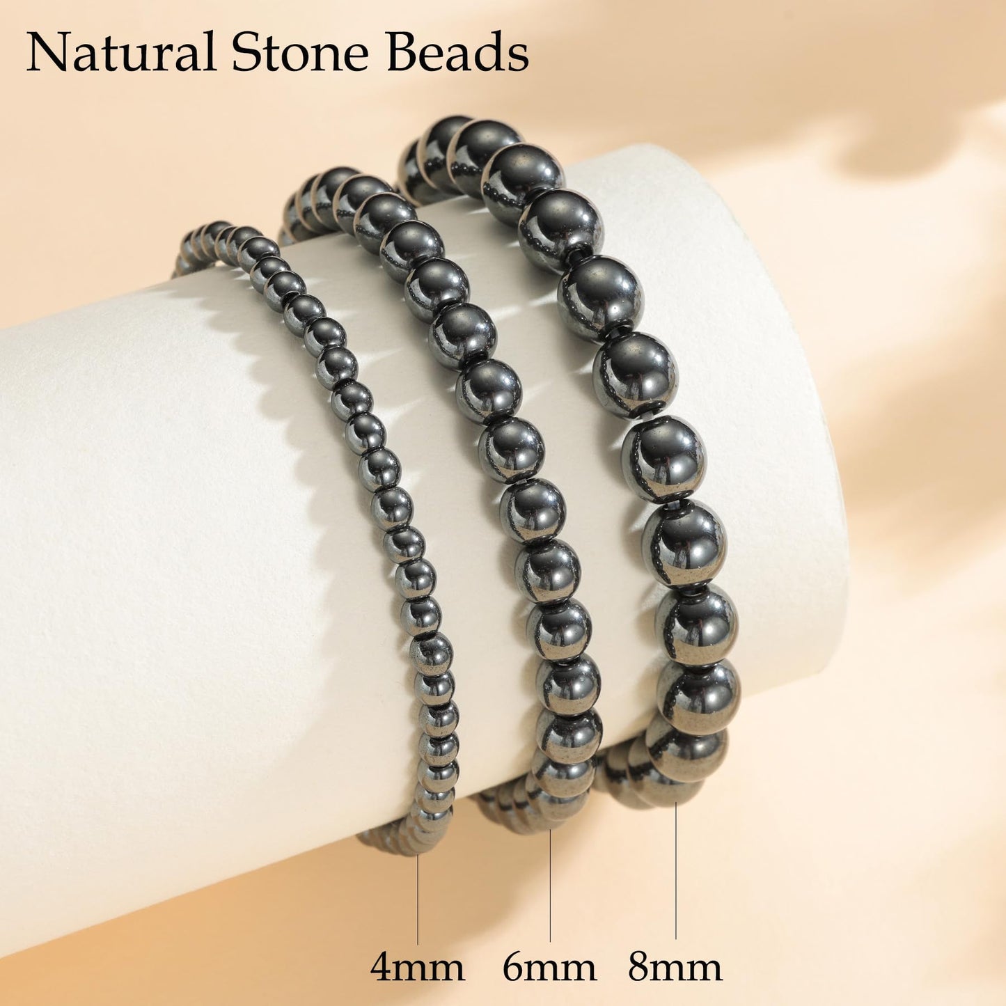 Udolfly Womens Crystal Beaded Bracelets for Women Men Protective Energy Bracelet Natural Gemstone Bead Bracelet 6mm Hematite