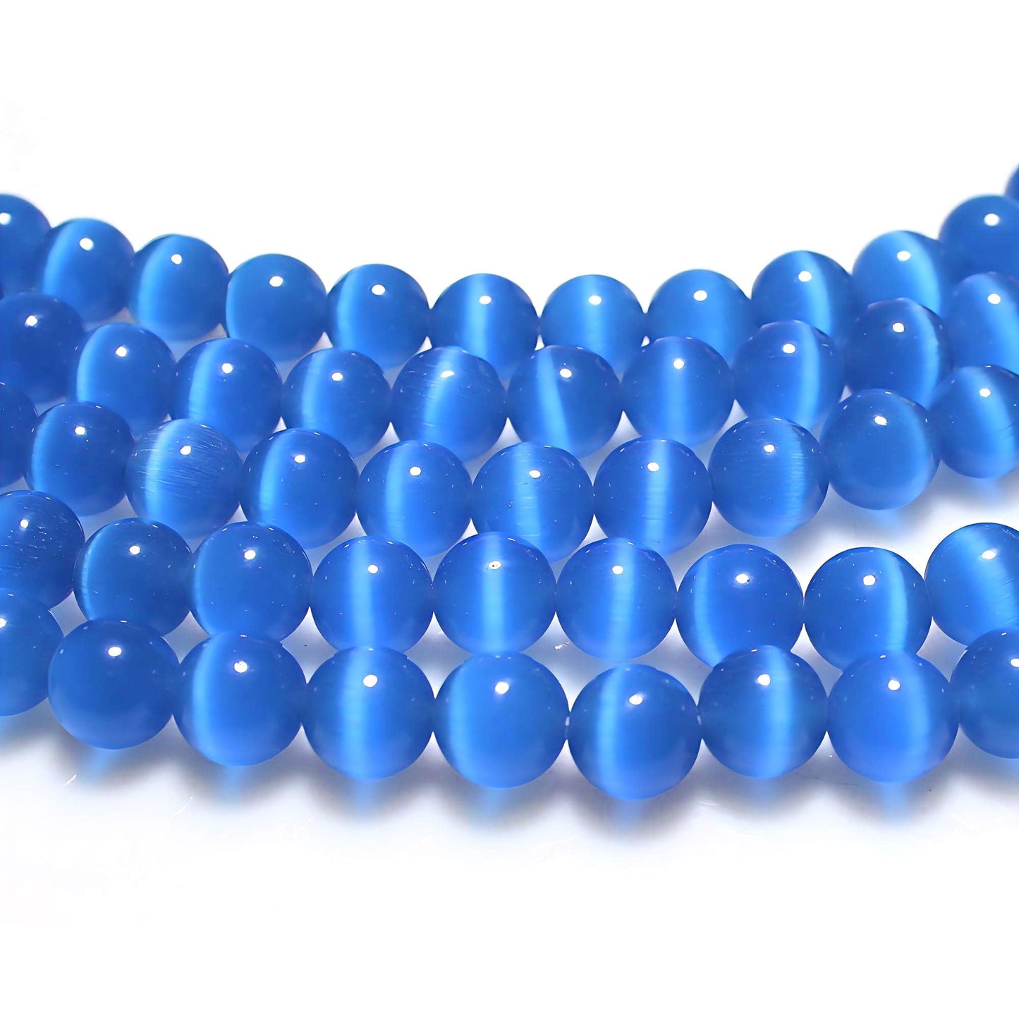 MJDCB 60pcs Royal Blue Cat Eye Stone Beads 6mm Round Crystal Loose Bead for Jewelry Making DIY Bracelets Necklace Accessories