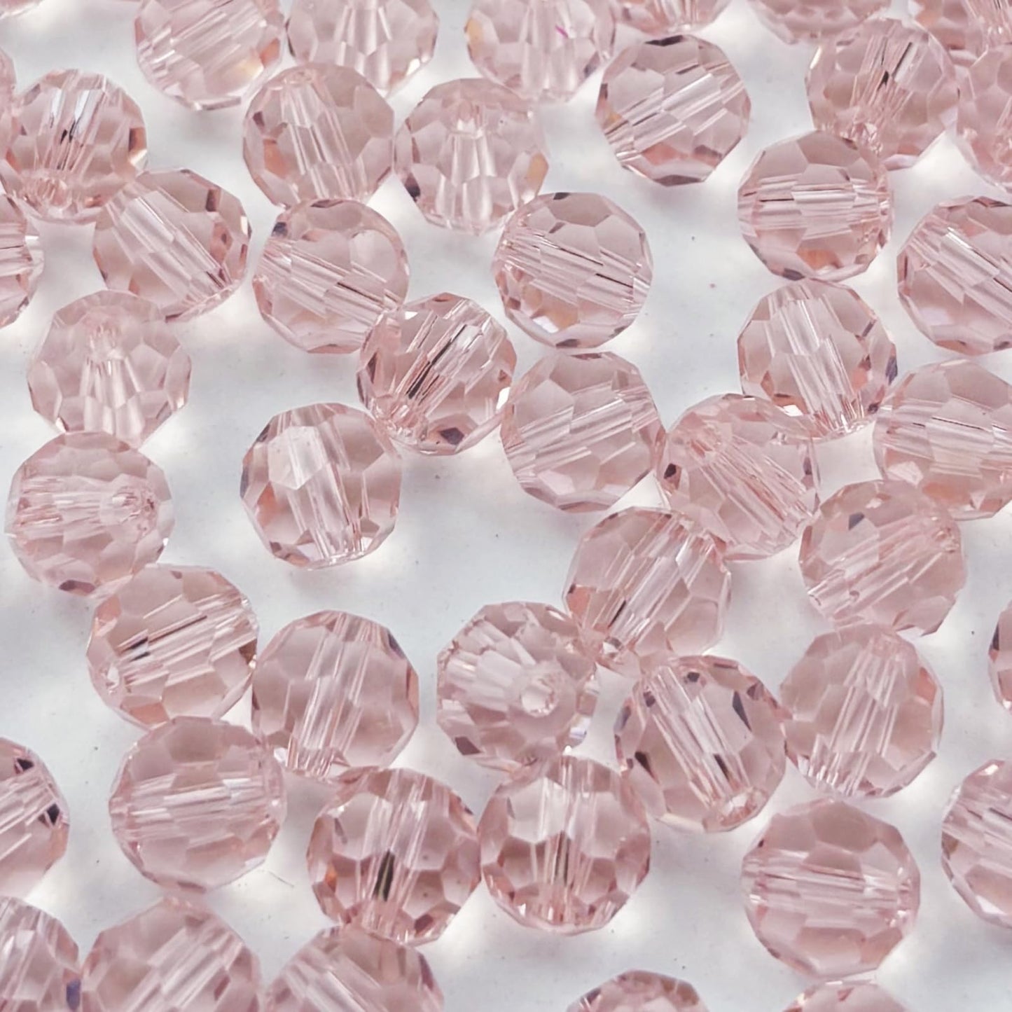 YUEXIGO 60pcs 10mm Round Crystal Glass Beads for Jewelry Making, Faceted Crystal Glass Spacer Beads for Bracelet Earring Necklace DIY Craft(Light Pink)