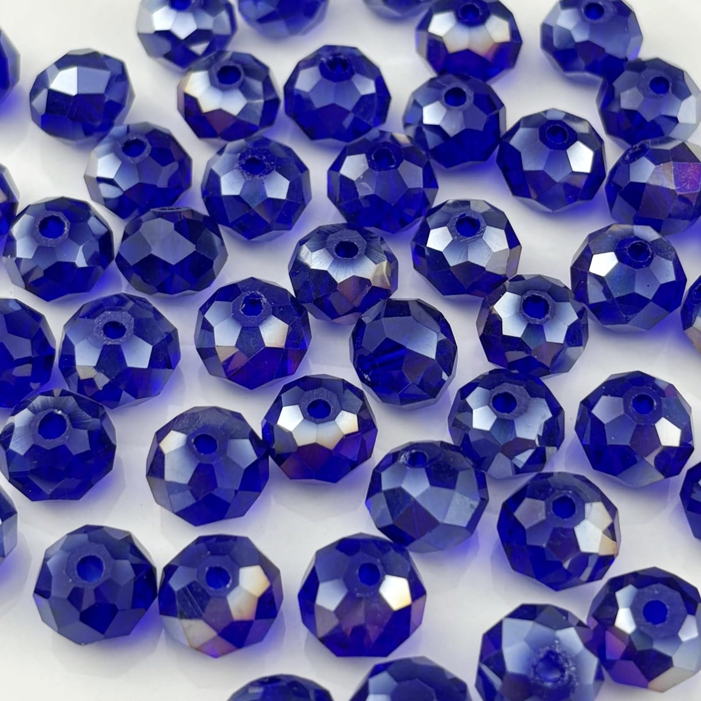 YHYPOCI 100pcs 8mm Crystal Glass Beads for Crafts Faceted Rondelle Glass Beads for Jewelry Making Crystal Spacer Beads for Necklaces Bracelets Earrings DIY Craft(Dark Blue AB)