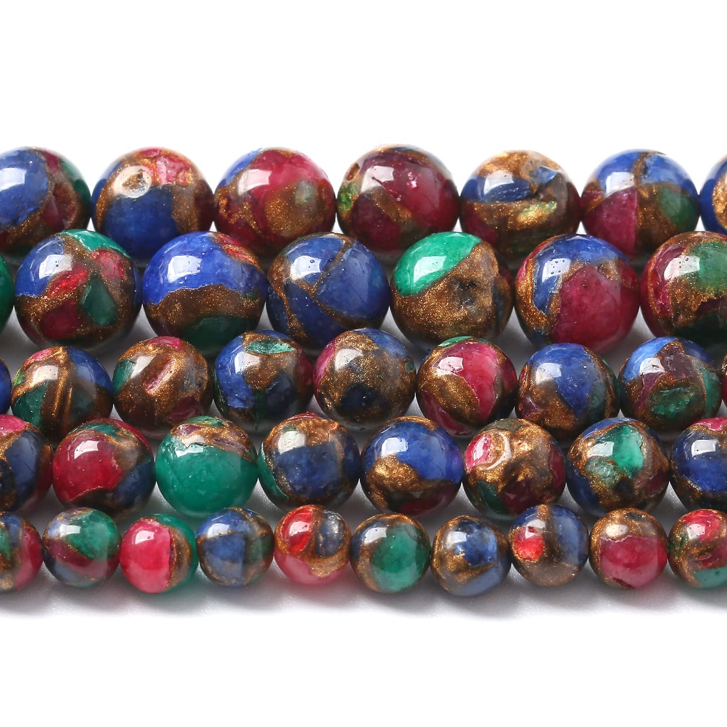 6MM 61PCS Mixed Colorful Cloisonne Craft Loose Round Beads for Jewelry Making DIY Bracelet