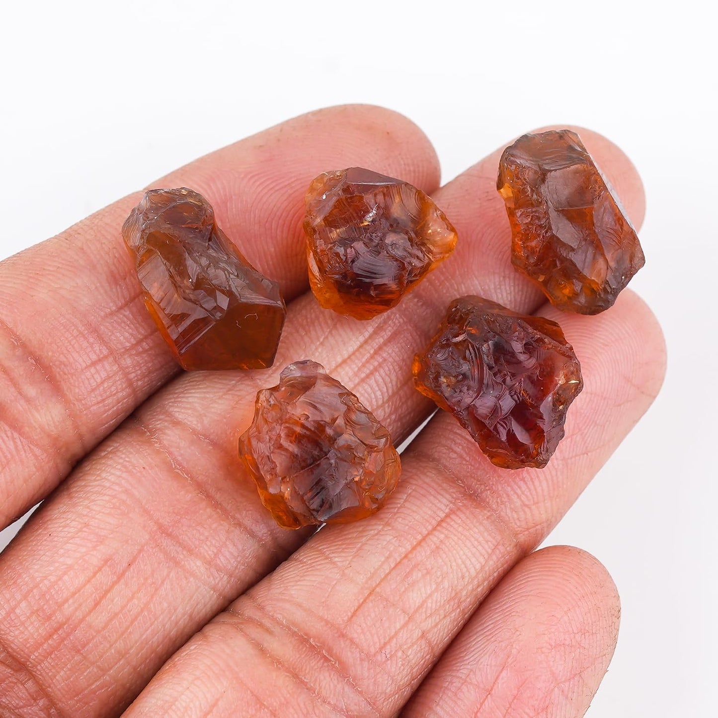 CRYSTALINES 5pcs, Whjolesale Genuine Raw Madeira Citrine Gemstone, Assorted Rough Stones, Bulk Loose Supplies, DIY-Jewelry Making, Chakra Healing Crystals, November Birthstone, Gem Collection