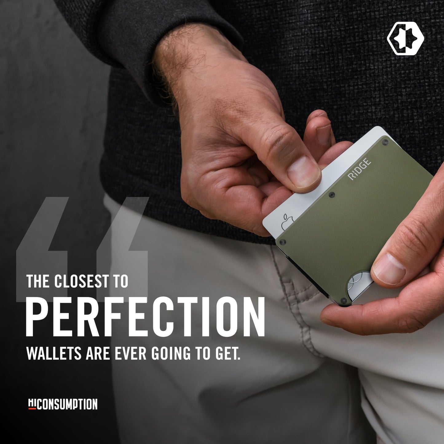 Ridge Wallet for Men - Slim Minimalist Compact Wallet and Card Holder, RFID Protected Front Pocket Wallets for Men with Integrated Cash Strap (Matte Olive)