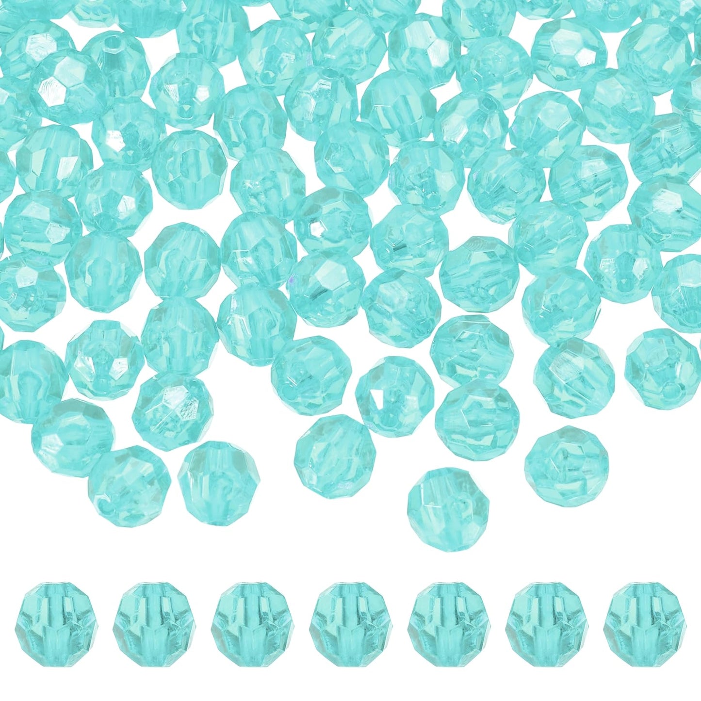 MECCANIXITY 400pcs Czech Faceted Bicone Beads 8mm Glass Spacer Bead Bulk for Jewelry Making & DIY Craft, Light Lake Blue