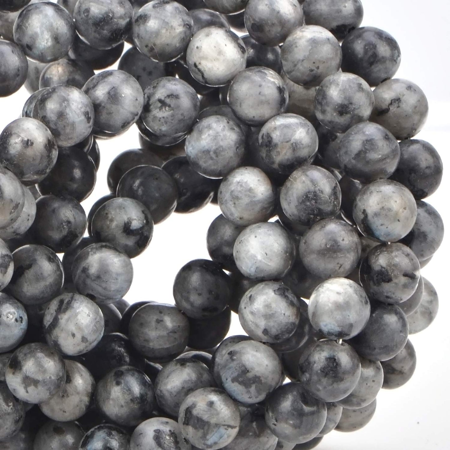 80Pcs Natural Crystal Beads Stone Gemstone Round Loose Energy Healing Beads with Free Crystal Stretch Cord for Jewelry Making (Larvikite Labradorite, 10mm)
