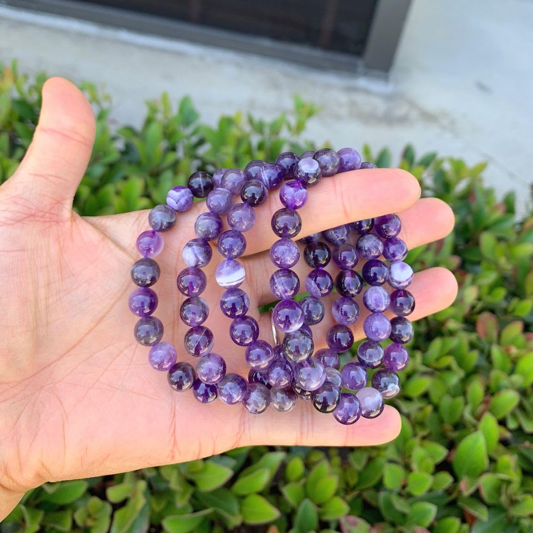 Adabele Real Natural Purple Amethyst Bracelet 8 inch Stretch Gemstone Beaded Bracelet Chakra Healing Crystal Stone Jewelry Women Mom Gift (Unisex) GB8-C16